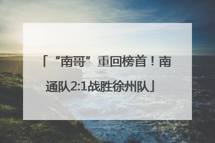 “南哥”重回榜首！南通队2:1战胜徐州队