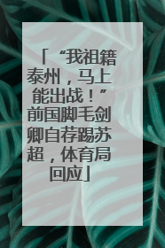 “我祖籍泰州，马上能出战！”前国脚毛剑卿自荐踢苏超，体育局回应