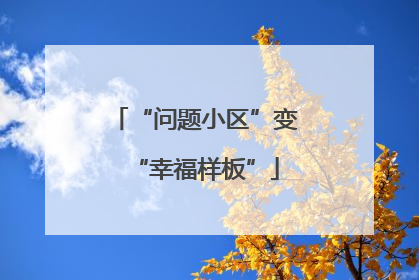 “问题小区”变“幸福样板”