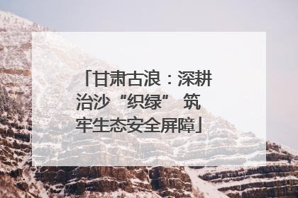 甘肃古浪：深耕治沙“织绿” 筑牢生态安全屏障