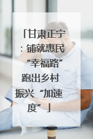 甘肃正宁：铺就惠民“幸福路” 跑出乡村振兴“加速度”