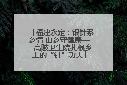 福建永定：银针系乡情 山乡守健康——高陂卫生院扎根乡土的“针”功夫