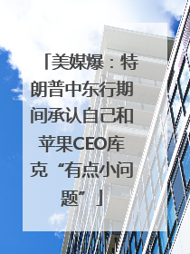 美媒爆：特朗普中东行期间承认自己和苹果CEO库克“有点小问题”