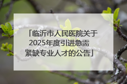 临沂市人民医院关于2025年度引进急需紧缺专业人才的公告