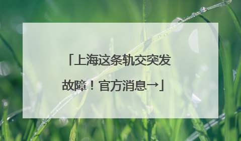 上海这条轨交突发故障！官方消息→