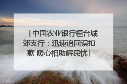中国农业银行桓台城郊支行：迅速追回误扣款 暖心相助解民忧