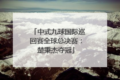 中式九球国际巡回赛全球总决赛：楚秉杰夺冠