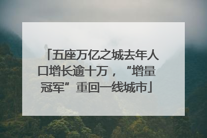 五座万亿之城去年人口增长逾十万，“增量冠军”重回一线城市