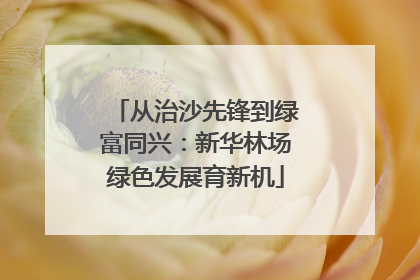 从治沙先锋到绿富同兴：新华林场绿色发展育新机