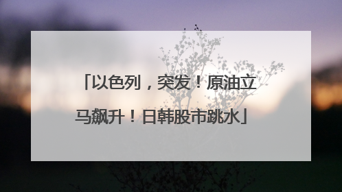 以色列，突发！原油立马飙升！日韩股市跳水