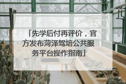 先学后付再评价，官方发布菏泽驾培公共服务平台操作指南