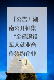 公告！湖南公开征集“全省退役军人就业合作签约企业”