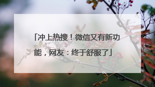 冲上热搜！微信又有新功能，网友：终于舒服了