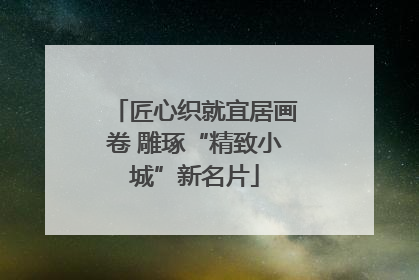 匠心织就宜居画卷 雕琢“精致小城”新名片