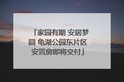 家园有期 安居梦圆 龟湖公园东片区安置房即将交付