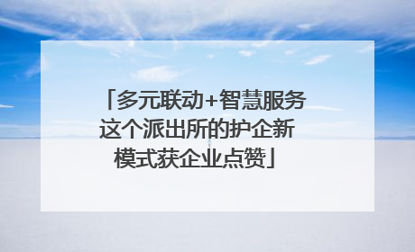 多元联动+智慧服务 这个派出所的护企新模式获企业点赞