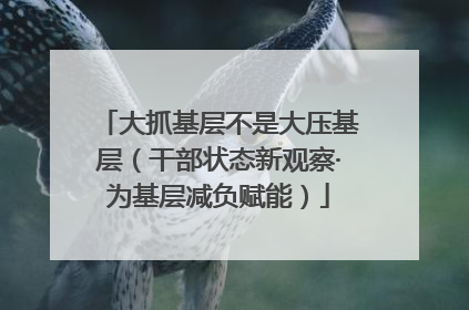 大抓基层不是大压基层（干部状态新观察·为基层减负赋能）