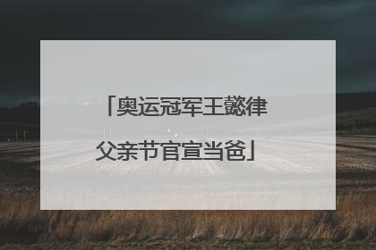 奥运冠军王懿律父亲节官宣当爸