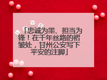 忠诚为墨、担当为锋！在千年丝路的褶皱处，甘州公安写下平安的注脚