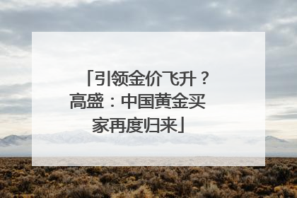 引领金价飞升？高盛：中国黄金买家再度归来