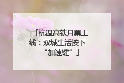 杭温高铁月票上线：双城生活按下“加速键”