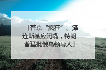 普京“疯狂”、泽连斯基应闭嘴，特朗普猛批俄乌领导人