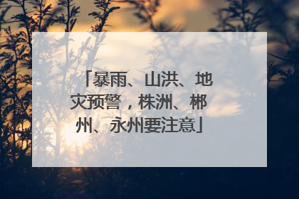 暴雨、山洪、地灾预警，株洲、郴州、永州要注意