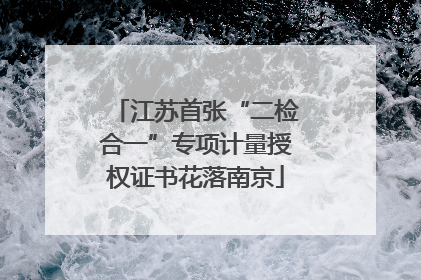 江苏首张“二检合一”专项计量授权证书花落南京