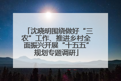 沈晓明围绕做好“三农”工作、推进乡村全面振兴开展“十五五”规划专题调研