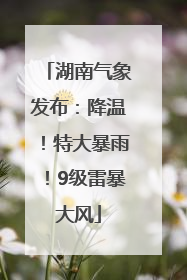 湖南气象发布：降温！特大暴雨！9级雷暴大风