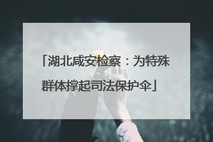 湖北咸安检察：为特殊群体撑起司法保护伞