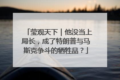 莹观天下｜他没当上局长，成了特朗普与马斯克争斗的牺牲品？