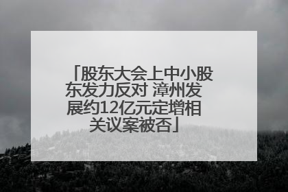 股东大会上中小股东发力反对 漳州发展约12亿元定增相关议案被否