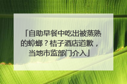 自助早餐中吃出被蒸熟的蟑螂？桔子酒店道歉，当地市监部门介入