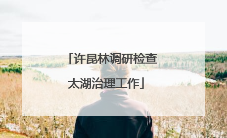 许昆林调研检查太湖治理工作