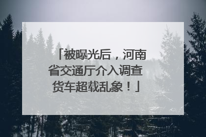被曝光后，河南省交通厅介入调查货车超载乱象！
