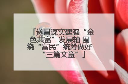 遂昌谋实建强“金色共富”发展轴 围绕“富民”统筹做好“三篇文章”