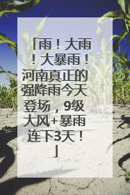 雨！大雨！大暴雨！河南真正的强降雨今天登场，9级大风+暴雨连下3天！