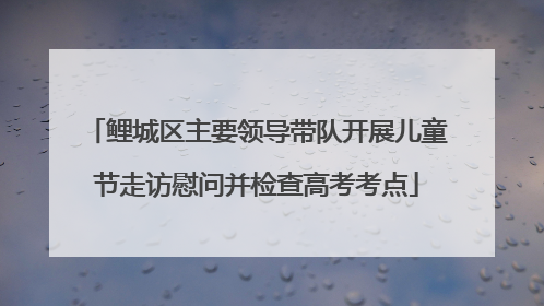 鲤城区主要领导带队开展儿童节走访慰问并检查高考考点