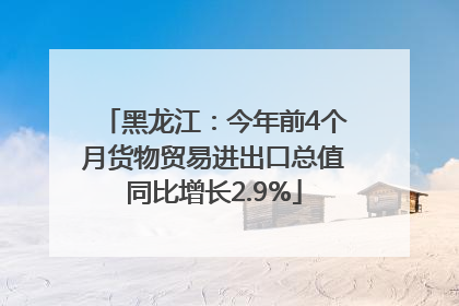 黑龙江：今年前4个月货物贸易进出口总值同比增长2.9%