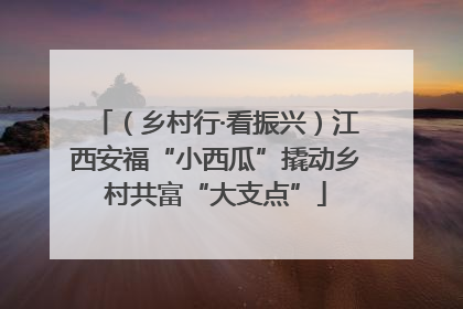 （乡村行·看振兴）江西安福“小西瓜”撬动乡村共富“大支点”